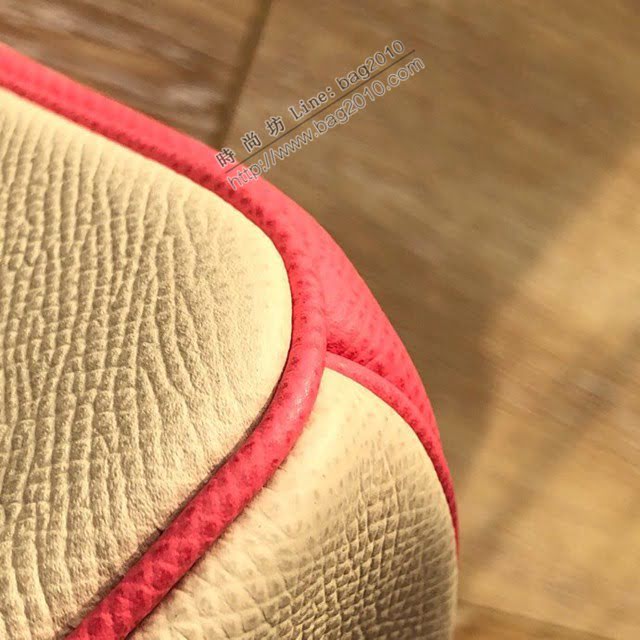 Hermes女包 愛馬仕經典款Birkin包 奶昔白拼唇膏粉 銀扣 Hermes鉑金拼色手提女包  am2058